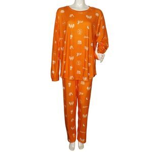 WHATABURGER Pajama Set, XL, Orange/White print, 2pc, Long sleeves Top & Pants